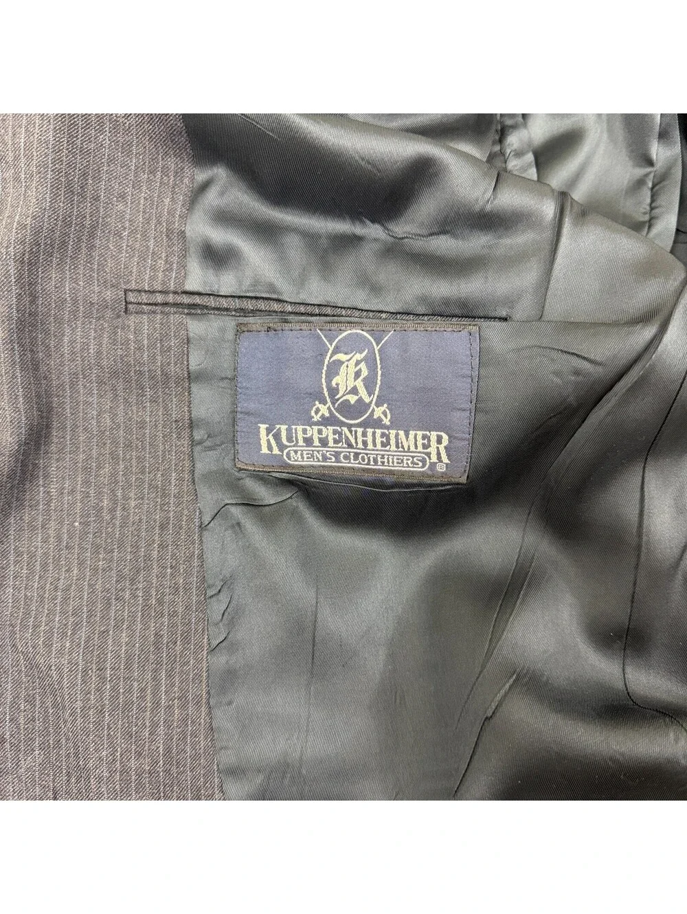 Vintage 90s Kuppenheimer Mens 42R Gray Pinstripe Wool Blazer Sport Coat USA